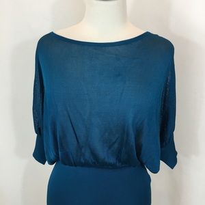 🌞 Express Blue Teal Keyhole Blouse (B-17)